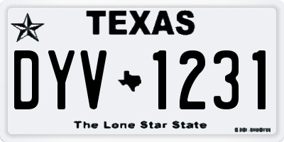TX license plate DYV1231