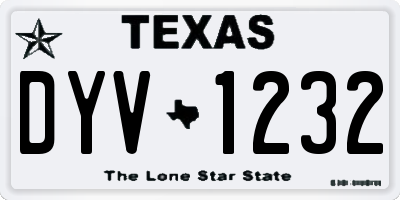 TX license plate DYV1232