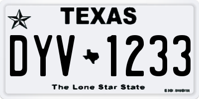 TX license plate DYV1233