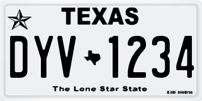 TX license plate DYV1234