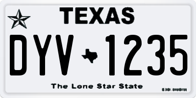 TX license plate DYV1235