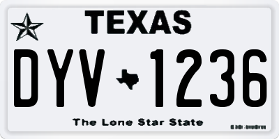 TX license plate DYV1236