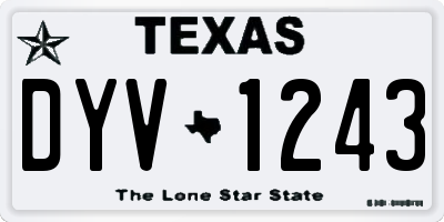 TX license plate DYV1243