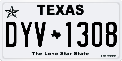 TX license plate DYV1308