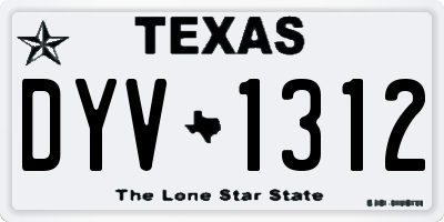 TX license plate DYV1312
