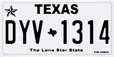TX license plate DYV1314
