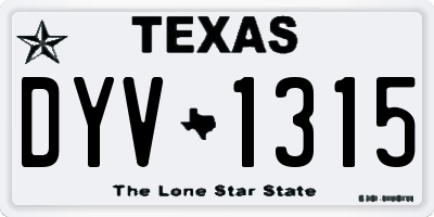 TX license plate DYV1315