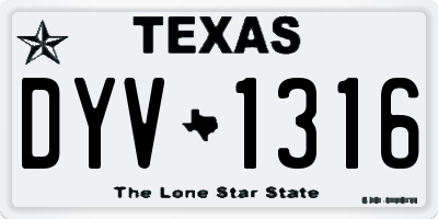 TX license plate DYV1316