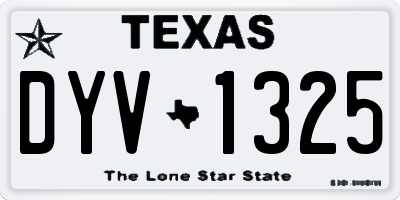 TX license plate DYV1325