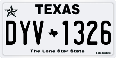 TX license plate DYV1326