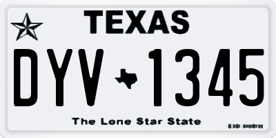 TX license plate DYV1345