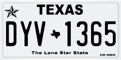 TX license plate DYV1365