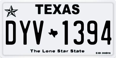 TX license plate DYV1394
