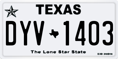 TX license plate DYV1403
