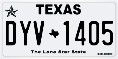 TX license plate DYV1405