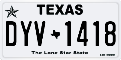 TX license plate DYV1418