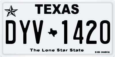 TX license plate DYV1420