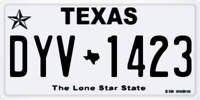 TX license plate DYV1423