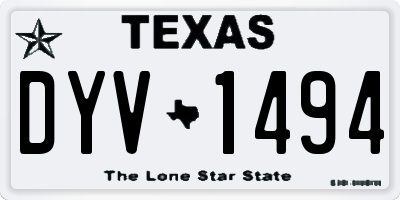 TX license plate DYV1494