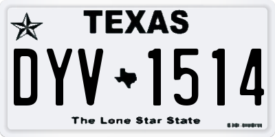 TX license plate DYV1514