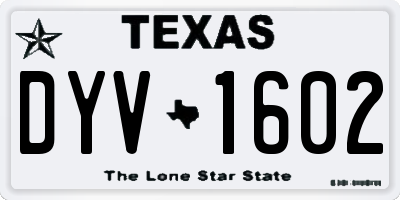 TX license plate DYV1602