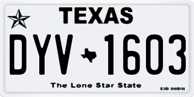 TX license plate DYV1603