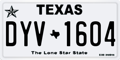 TX license plate DYV1604