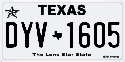 TX license plate DYV1605