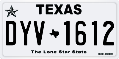 TX license plate DYV1612