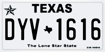 TX license plate DYV1616