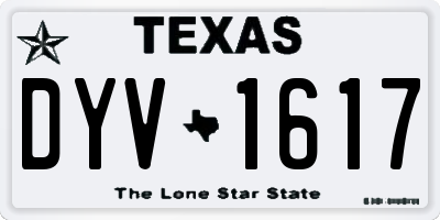 TX license plate DYV1617
