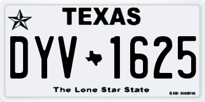 TX license plate DYV1625
