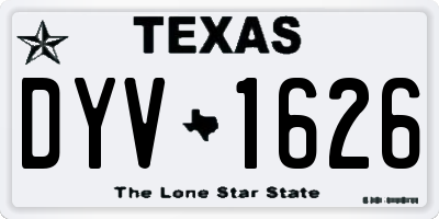 TX license plate DYV1626