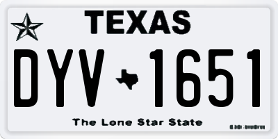 TX license plate DYV1651