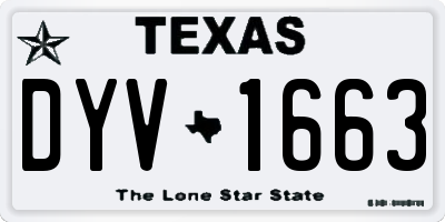 TX license plate DYV1663