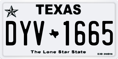 TX license plate DYV1665