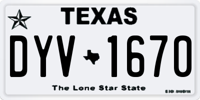 TX license plate DYV1670