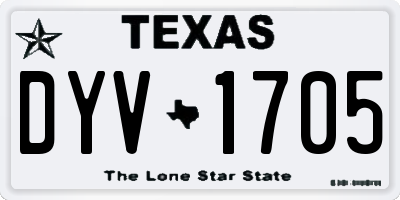 TX license plate DYV1705