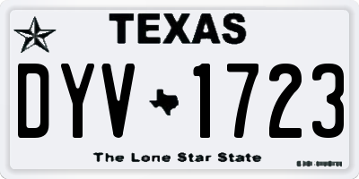 TX license plate DYV1723