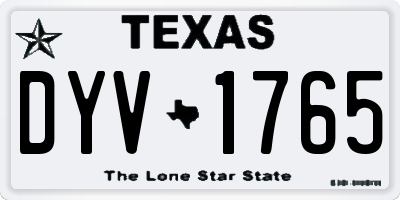 TX license plate DYV1765