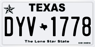 TX license plate DYV1778