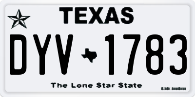 TX license plate DYV1783