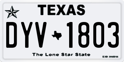 TX license plate DYV1803