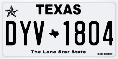 TX license plate DYV1804