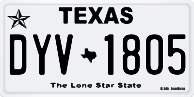 TX license plate DYV1805