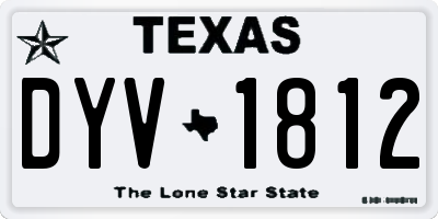 TX license plate DYV1812