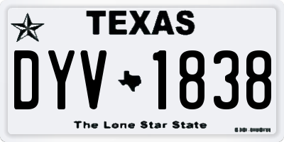 TX license plate DYV1838