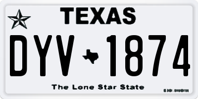TX license plate DYV1874