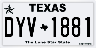 TX license plate DYV1881