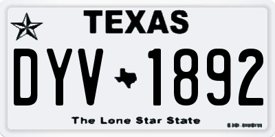 TX license plate DYV1892